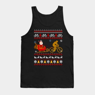 Mens Santa Sleigh Bike Sledding Christmas Cycling Tank Top